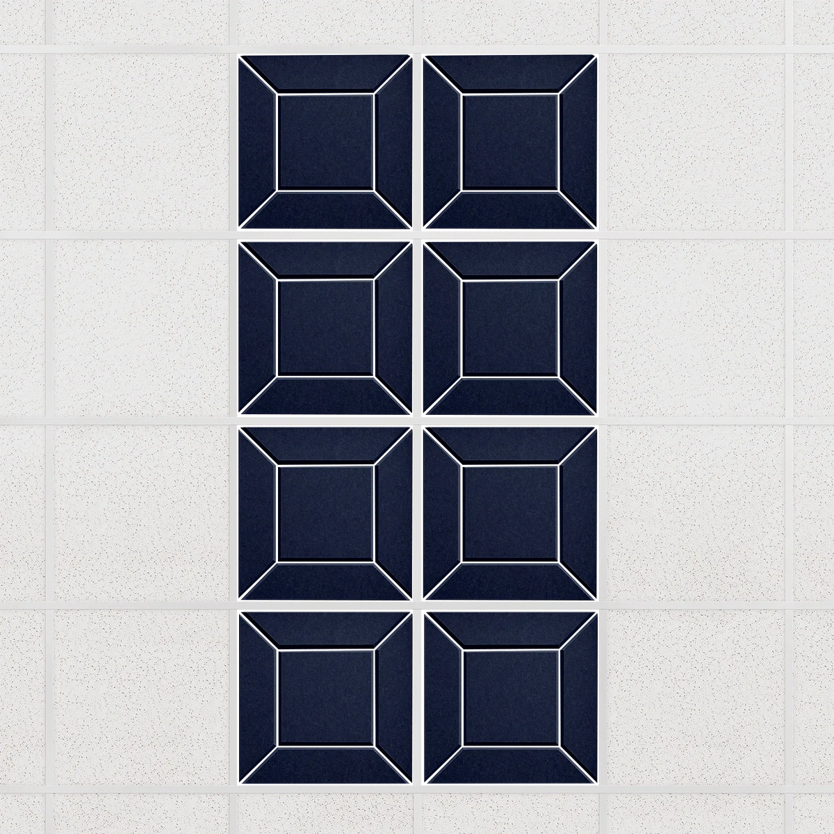 Facet felt drop ceiling tiles in Oxford with a beveled frame pattern, set of 8 in a 2 x 4 layout