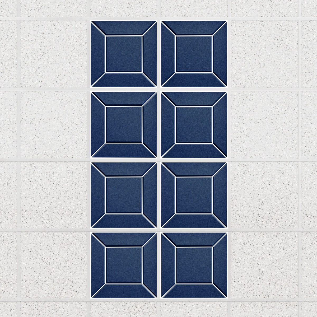 Facet felt drop ceiling tiles in Admiral with a beveled frame pattern, set of 8 in a 2 x 4 layout