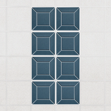 Facet felt drop ceiling tiles in Slate Blue with a beveled frame pattern, set of 8 in a 2 x 4 layout