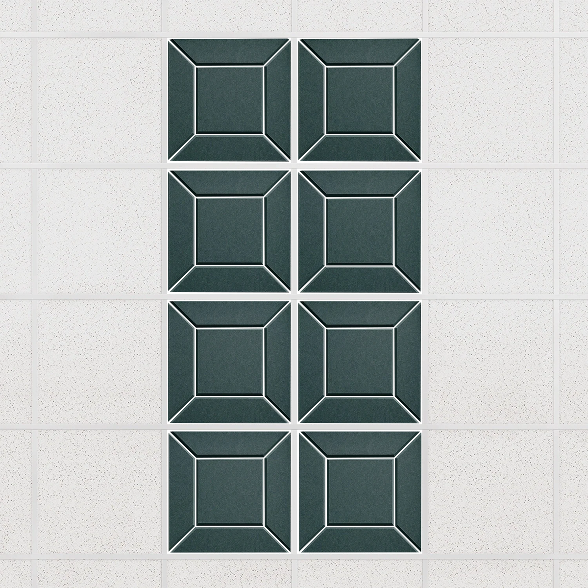 Facet felt drop ceiling tiles in Atlantic with a beveled frame pattern, set of 8 in a 2 x 4 layout