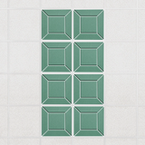 Facet felt drop ceiling tiles in Mint with a beveled frame pattern, set of 8 in a 2 x 4 layout