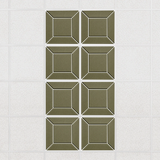 Facet felt drop ceiling tiles in Olive with a beveled frame pattern, set of 8 in a 2 x 4 layout