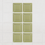 Facet felt drop ceiling tiles in Aloe with a beveled frame pattern, set of 8 in a 2 x 4 layout