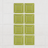 Facet felt drop ceiling tiles in Kiwi with a beveled frame pattern, set of 8 in a 2 x 4 layout