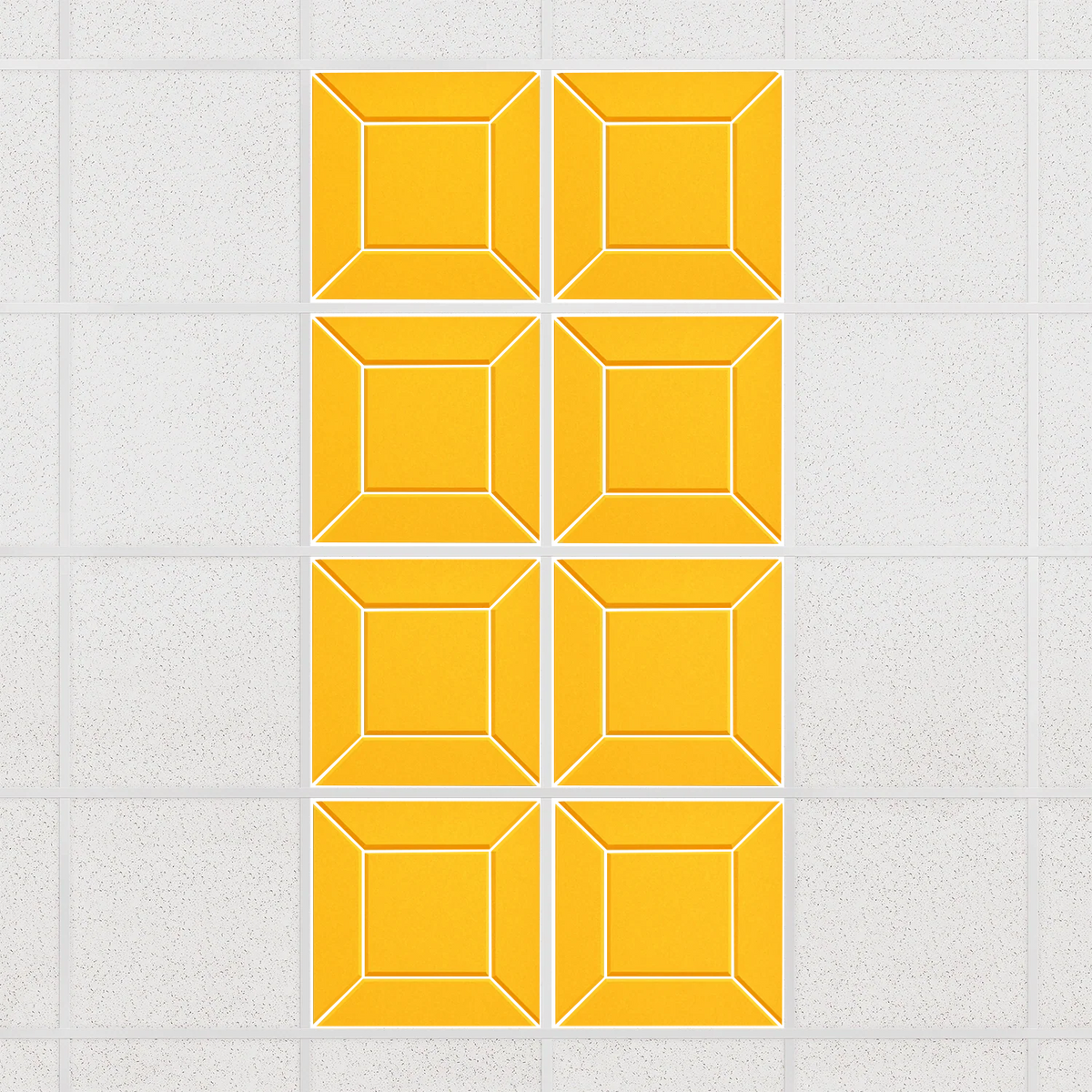 Facet felt drop ceiling tiles in Dandelion with a beveled frame pattern, set of 8 in a 2 x 4 layout