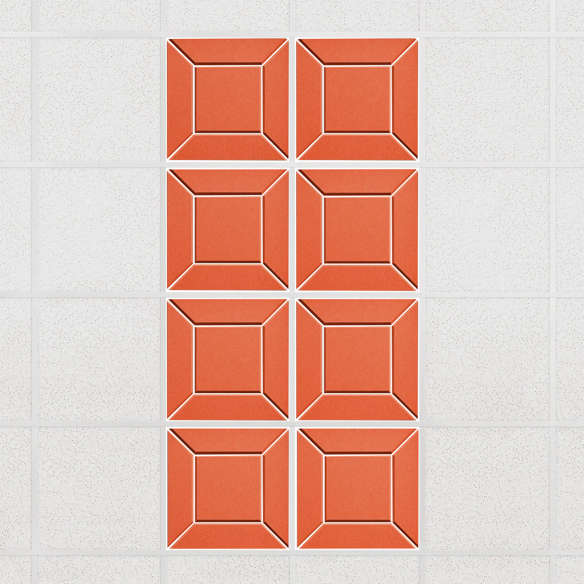 Facet felt drop ceiling tiles in Aries with a beveled frame pattern, set of 8 in a 2 x 4 layout