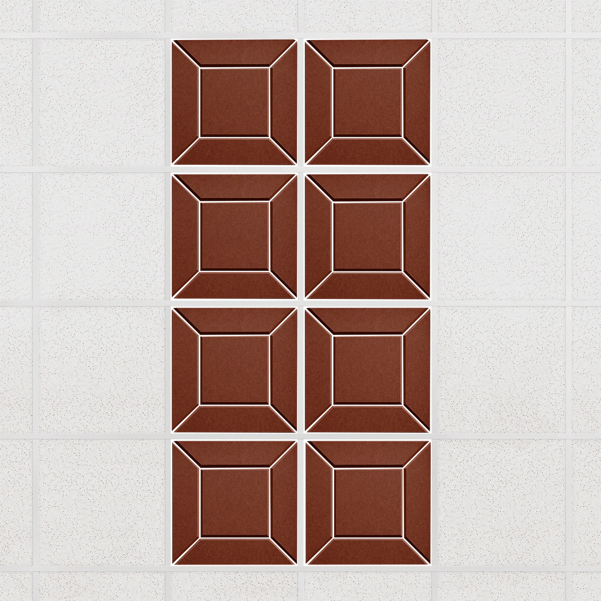 Facet felt drop ceiling tiles in Moab with a beveled frame pattern, set of 8 in a 2 x 4 layout