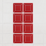 Facet felt drop ceiling tiles in Scarlet with a beveled frame pattern, set of 8 in a 2 x 4 layout