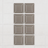 Facet felt drop ceiling tiles in Ash with a beveled frame pattern, set of 8 in a 2 x 4 layout