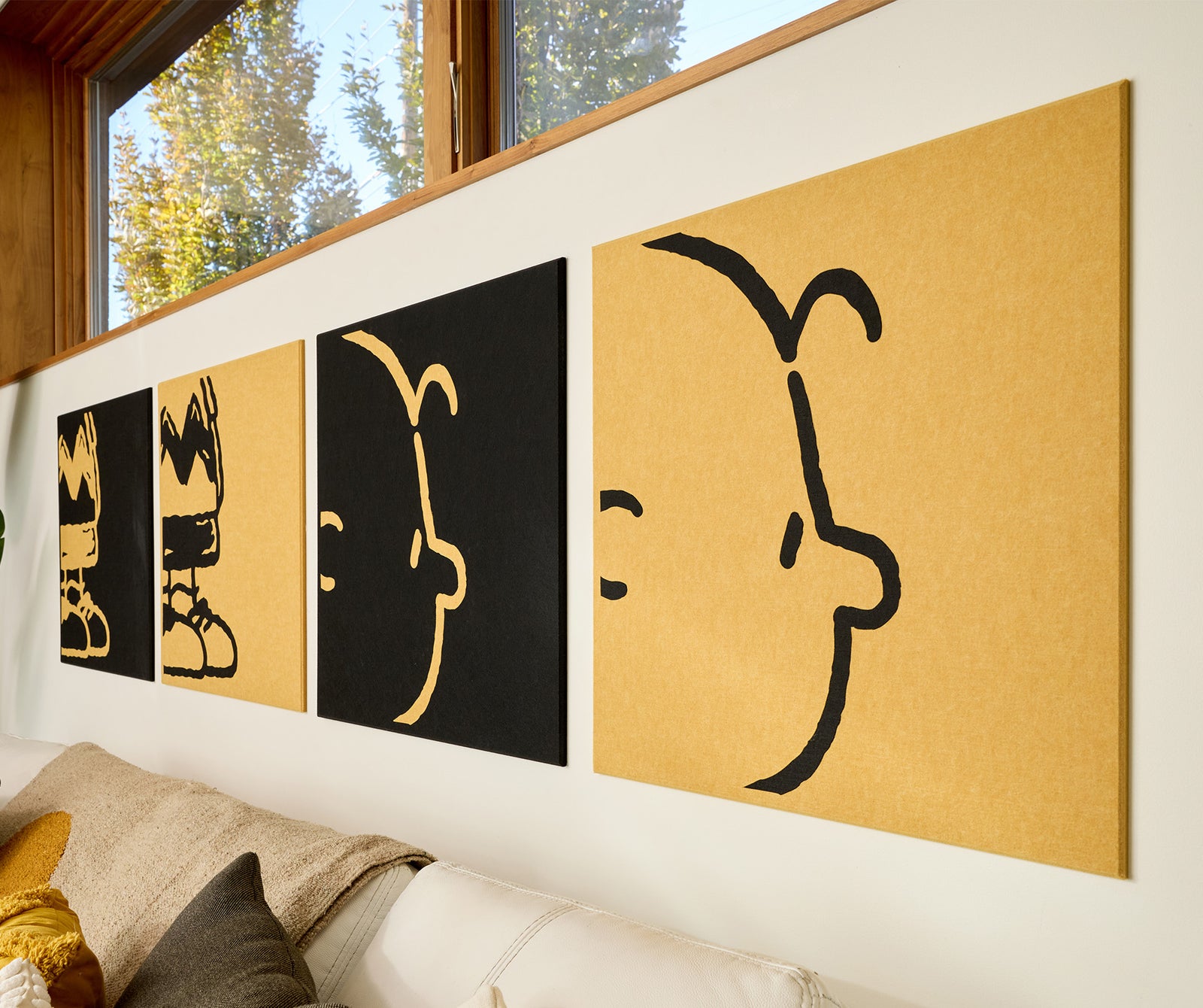 Charlie Brown felt tiles on wall