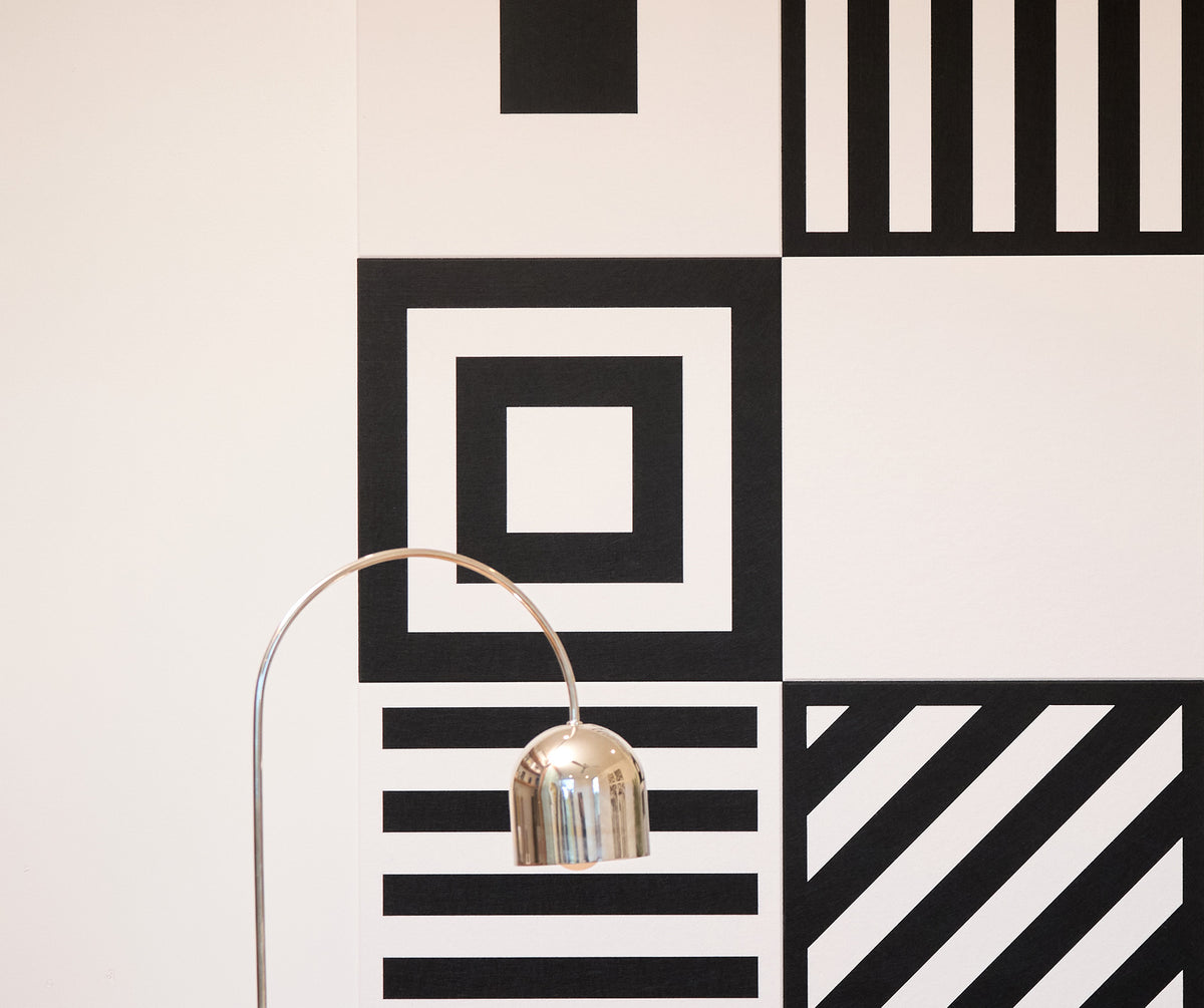close up of Contemporary black and white tiles on wall