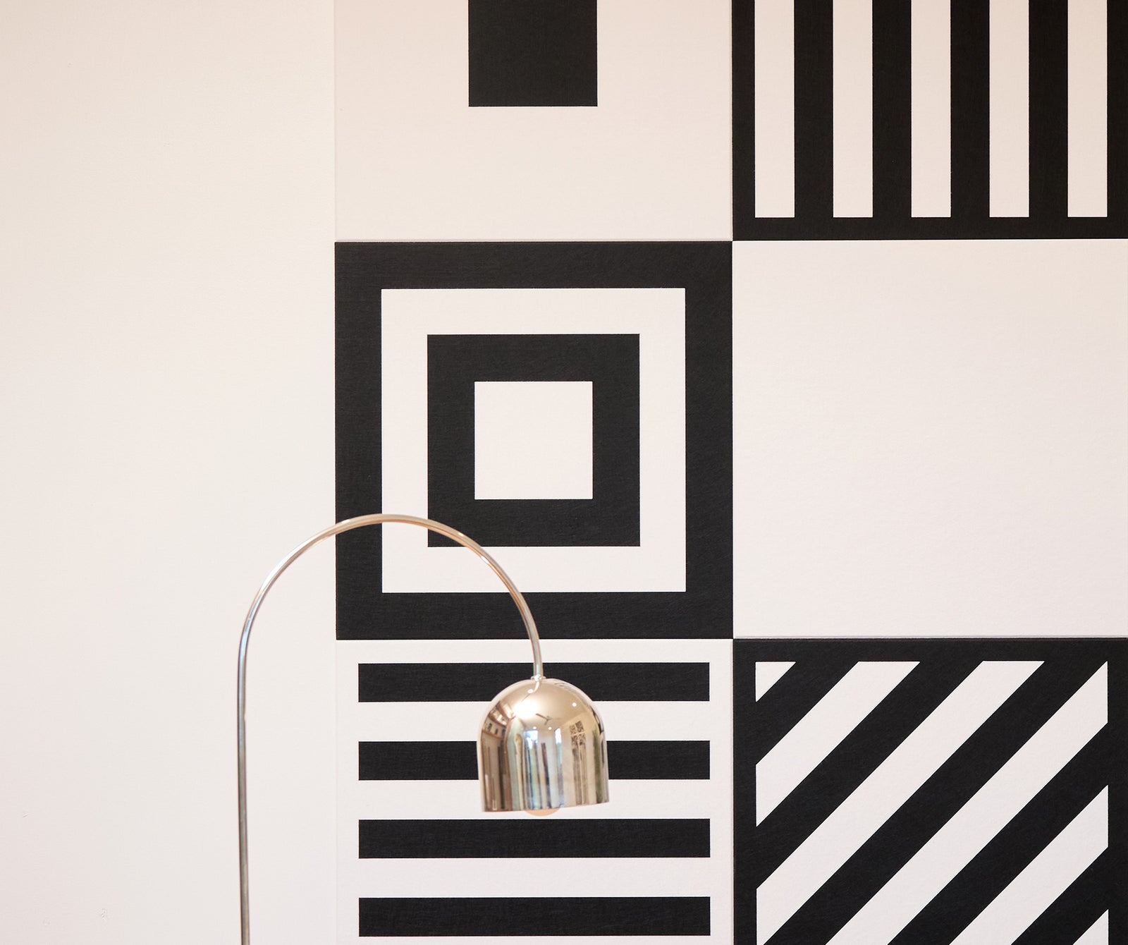 close up of Contemporary black and white tiles on wall