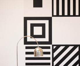 close up of Contemporary black and white tiles on wall