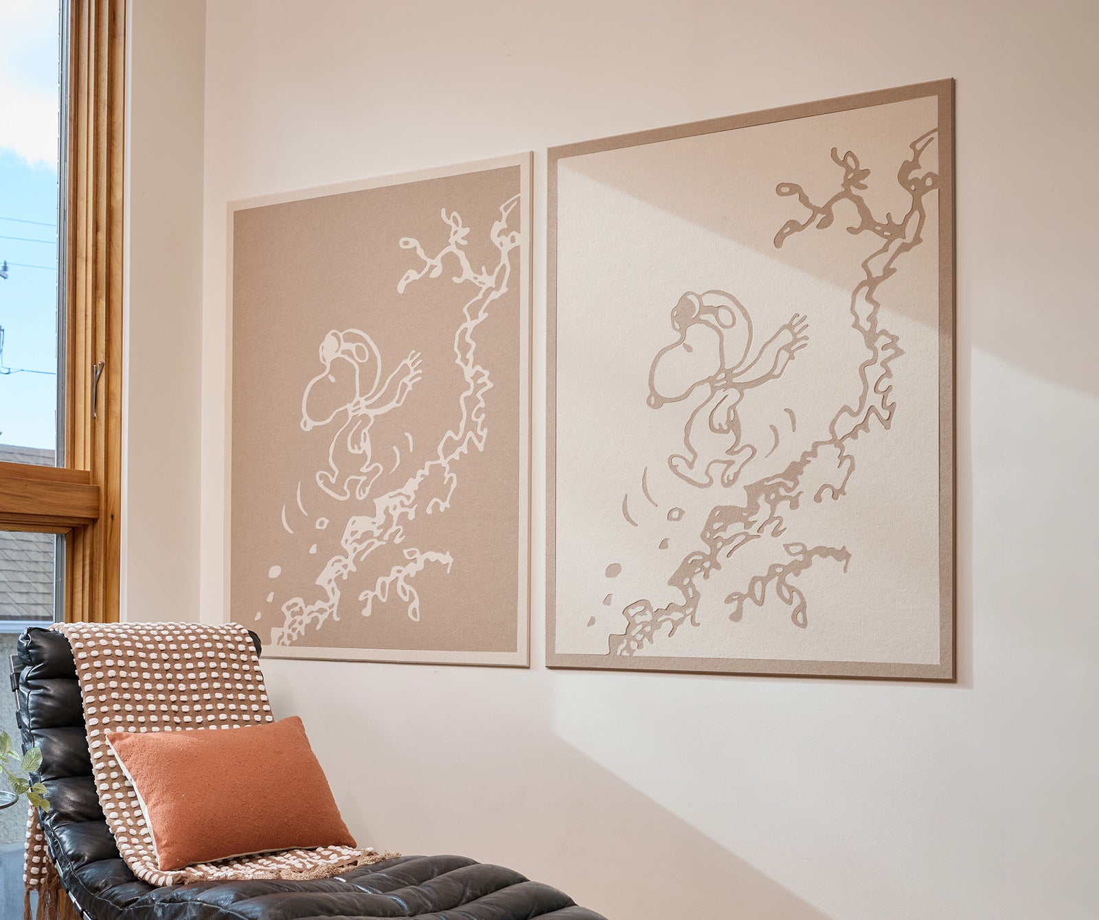 Snoopy on Hill Felt Art on a Wall