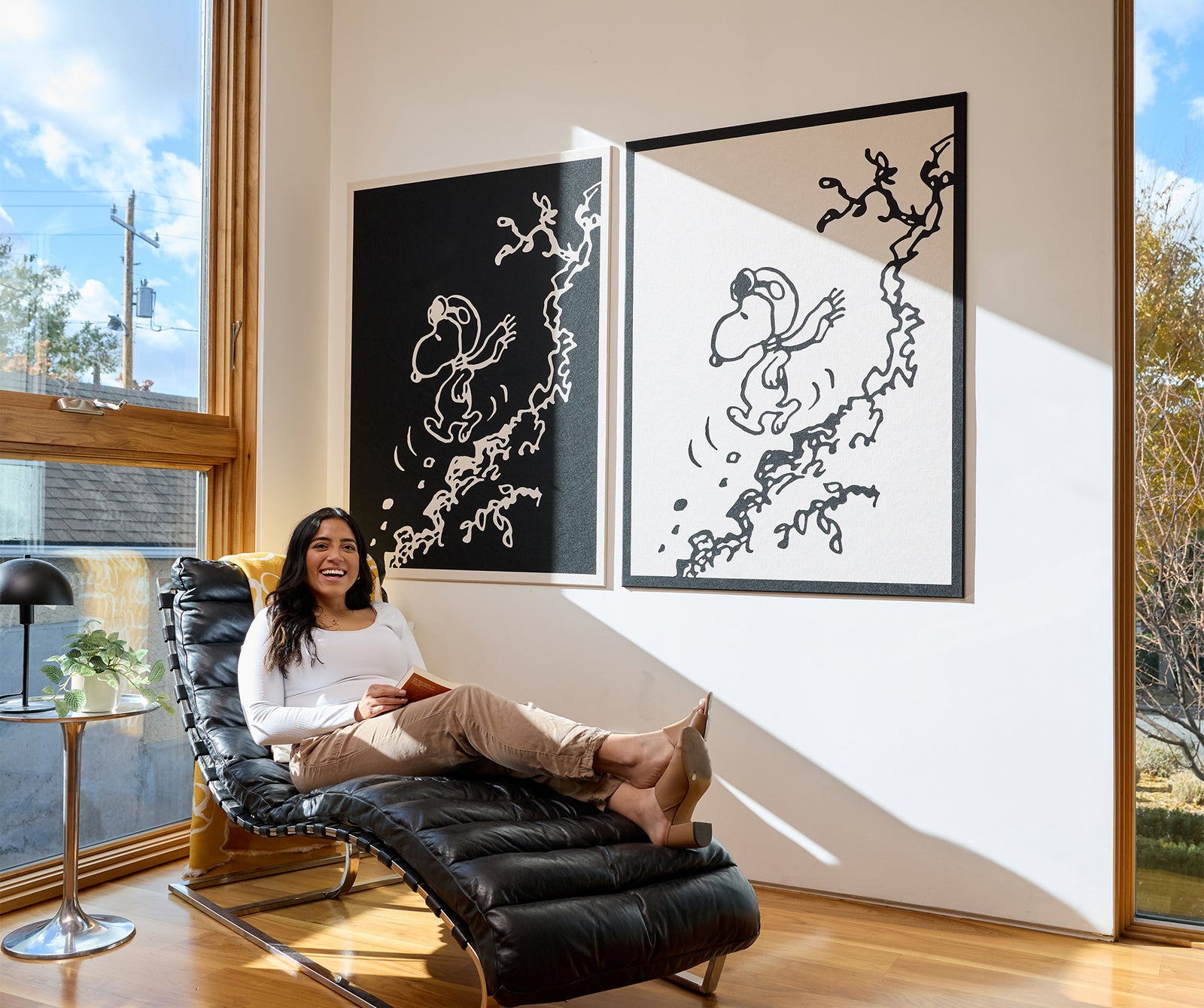 Snoopy on Hill Felt Art on a Wall