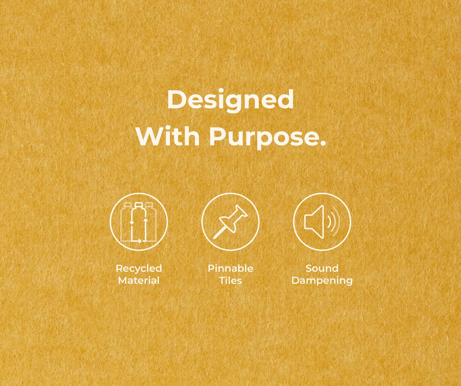 Image of Icons for Recycled material, Pinnable Tiles, Sound Dampening call outs