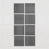 Felt Slat drop ceiling tiles in Ebony with alternating slat directions, set of 8 in a 2 x 4 layout