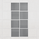 Felt Slat drop ceiling tiles in Mineral with alternating slat directions, set of 8 in a 2 x 4 layout