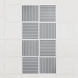Felt Slat drop ceiling tiles in Armor with alternating slat directions, set of 8 in a 2 x 4 layout