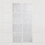 Felt Slat drop ceiling tiles in Nickel with alternating slat directions, set of 8 in a 2 x 4 layout