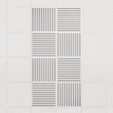 Felt Slat drop ceiling tiles in Fog with alternating slat directions, set of 8 in a 2 x 4 layout