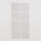 Felt Slat drop ceiling tiles in Latte with alternating slat directions, set of 8 in a 2 x 4 layout