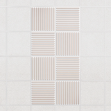 Felt Slat drop ceiling tiles in Ivory with alternating slat directions, set of 8 in a 2 x 4 layout
