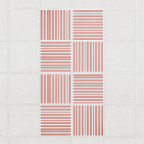 Felt Slat drop ceiling tiles in Coral with alternating slat directions, set of 8 in a 2 x 4 layout