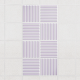 Felt Slat drop ceiling tiles in Lilac with alternating slat directions, set of 8 in a 2 x 4 layout