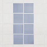 Felt Slat drop ceiling tiles in Periwinkle with alternating slat directions, set of 8 in a 2 x 4 layout