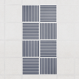 Felt Slat drop ceiling tiles in Indigo with alternating slat directions, set of 8 in a 2 x 4 layout