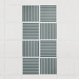Felt Slat drop ceiling tiles in Atlantic with alternating slat directions, set of 8 in a 2 x 4 layout