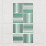 Felt Slat drop ceiling tiles in Mint with alternating slat directions, set of 8 in a 2 x 4 layout