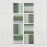 Felt Slat drop ceiling tiles in Palm with alternating slat directions, set of 8 in a 2 x 4 layout
