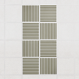 Felt Slat drop ceiling tiles in Olive with alternating slat directions, set of 8 in a 2 x 4 layout