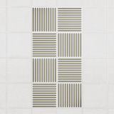 Felt Slat drop ceiling tiles in Sage with alternating slat directions, set of 8 in a 2 x 4 layout