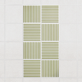 Felt Slat drop ceiling tiles in Aloe with alternating slat directions, set of 8 in a 2 x 4 layout