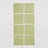 Felt Slat drop ceiling tiles in Kiwi with alternating slat directions, set of 8 in a 2 x 4 layout