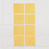 Felt Slat drop ceiling tiles in Dandelion with alternating slat directions, set of 8 in a 2 x 4 layout