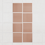 Felt Slat drop ceiling tiles in Cinnamon with alternating slat directions, set of 8 in a 2 x 4 layout
