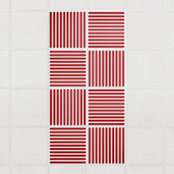 Felt Slat drop ceiling tiles in Scarlet with alternating slat directions, set of 8 in a 2 x 4 layout