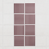 Felt Slat drop ceiling tiles in Wine with alternating slat directions, set of 8 in a 2 x 4 layout