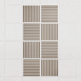 Felt Slat drop ceiling tiles in Timber with alternating slat directions, set of 8 in a 2 x 4 layout