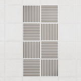Felt Slat drop ceiling tiles in Ash with alternating slat directions, set of 8 in a 2 x 4 layout