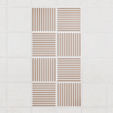 Felt Slat drop ceiling tiles in Cashmere with alternating slat directions, set of 8 in a 2 x 4 layout