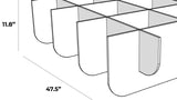 White 3D cloud baffle with curved sides and internal dividers, 47.5" wide by 11.8" tall.