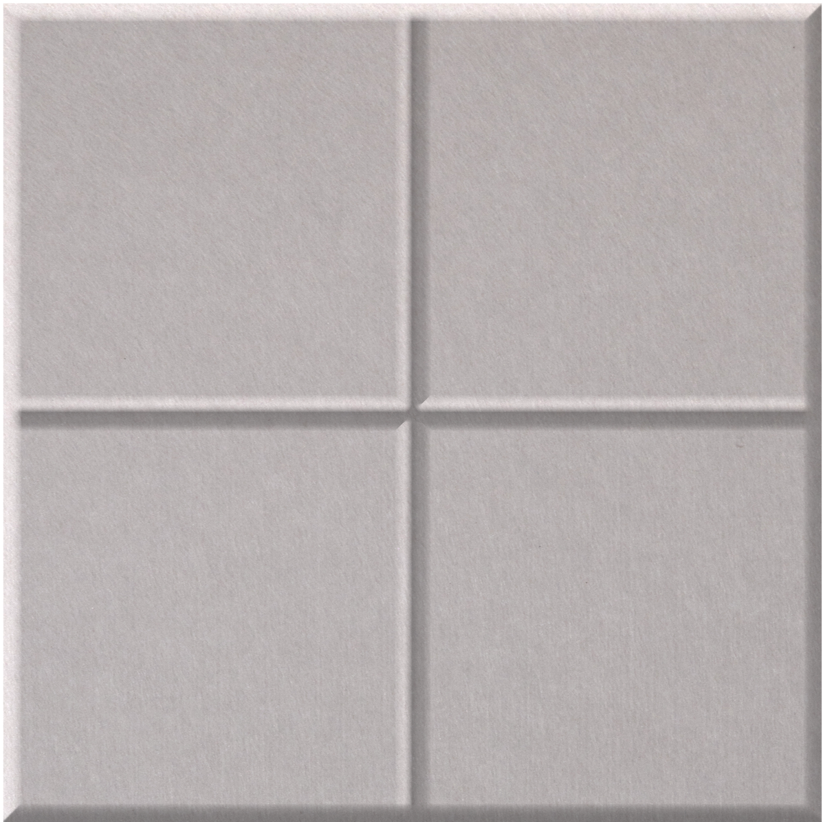 Light gray tile with four raised square sections divided by recessed lines.