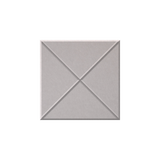 A square light gray textured tile with a raised geometric design featuring an 'X' pattern formed by diagonal lines meeting at the center, shown on a plain white background.