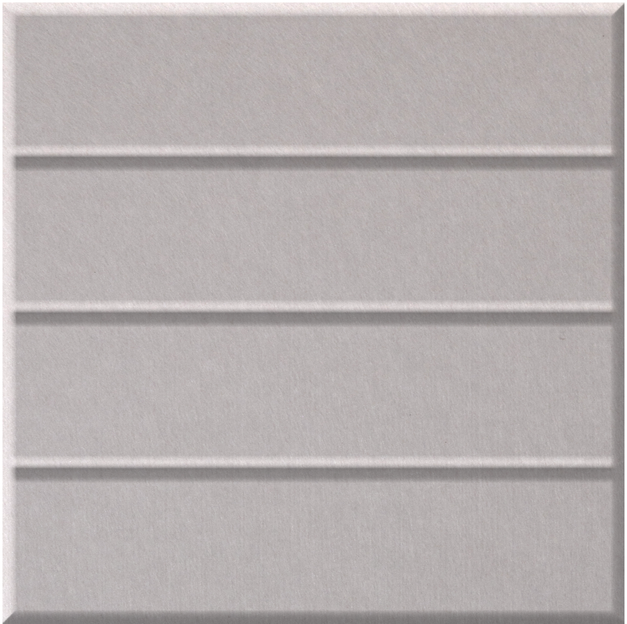 Gray tile with four horizontal parallel grooves creating distinct rectangular sections.