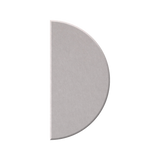 A semi-circular, D-shaped metallic plate with a brushed silver finish, isolated on a solid white background.